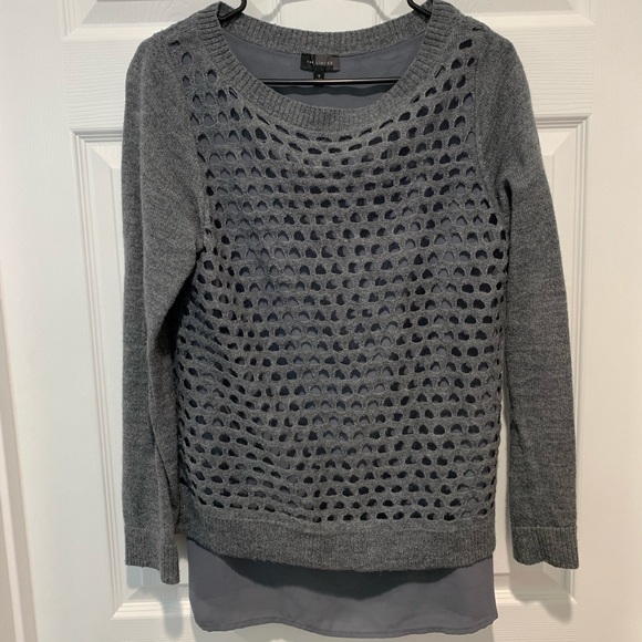 The Limited Tops - The Limited Twofer Shirt, Grey Long Sleeve, Size S